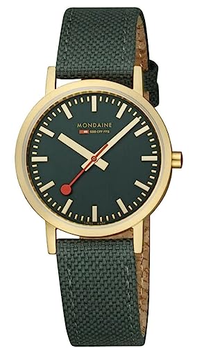 Mondaine Damski analogowy zegarek kwarcowy z tekstylną bransoletką A660.30314.60SBS, zielony, Pasek