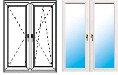 Okno fasadowe 2-szybowe  PCV O34S rozwierno-uchylne + rozwierne symetryczne prawe 1465x1435 mm białe