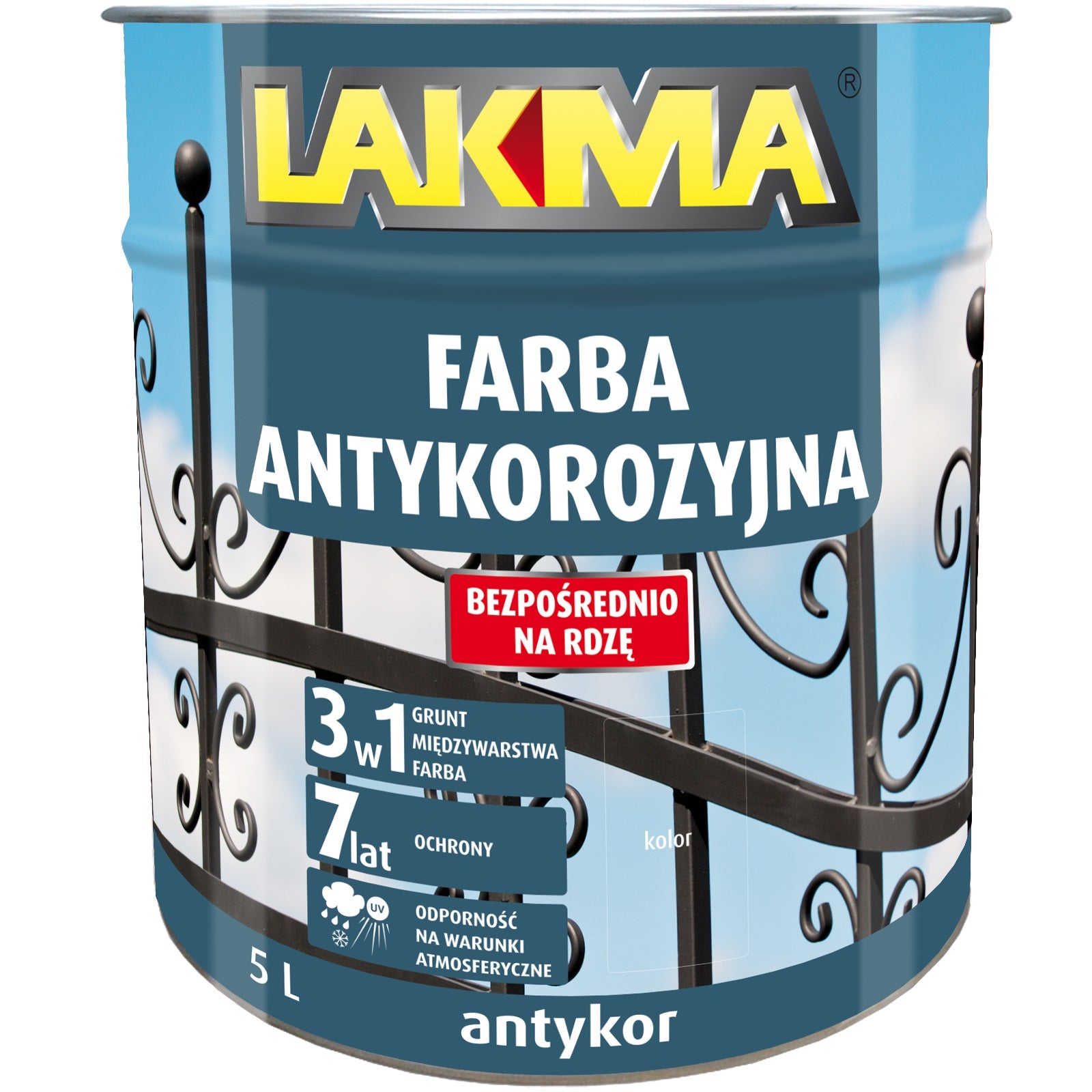 Zdjęcia - Farba / emalia Lakma Farba antykorozyjna Antykor  niebieski 5l 