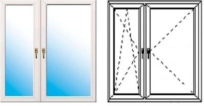 Okno fasadowe 2-szybowe  PCV O19 rozwierno-uchylne + rozwierne asymetryczne lewe 1465x1135 mm białe