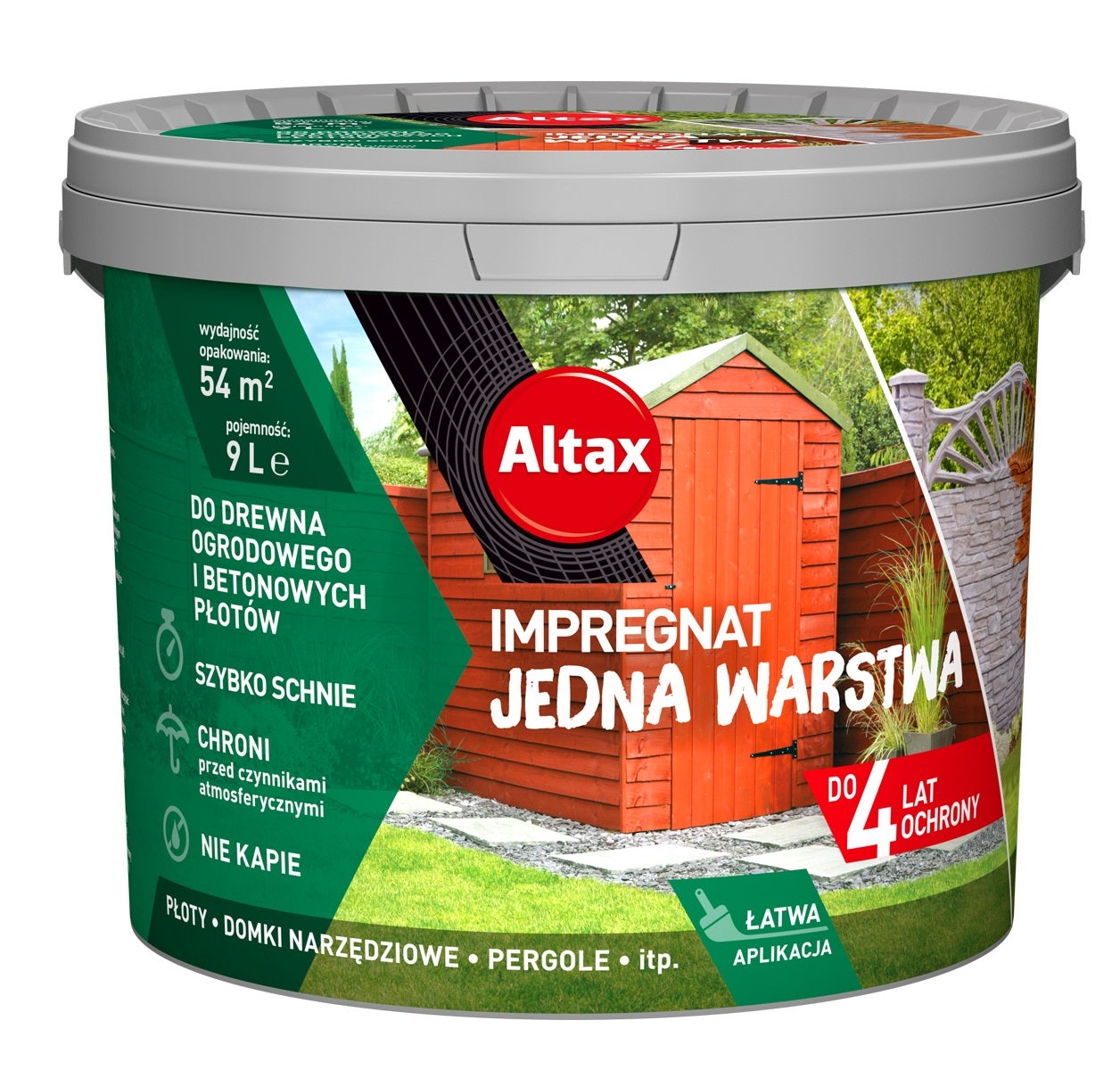 Impregnat do drewna ogrodowego Altax Jedna Warstwa tik 9l