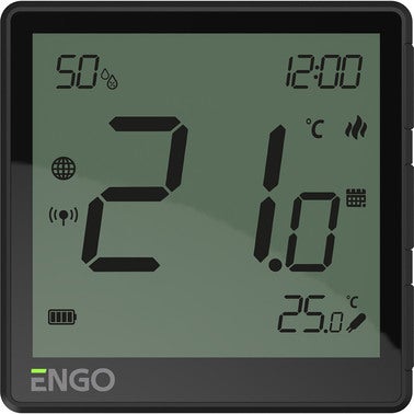 Internetowy natynkowy regulator temperatury ZigBee EONEBATB, akumulatorowy , czarny