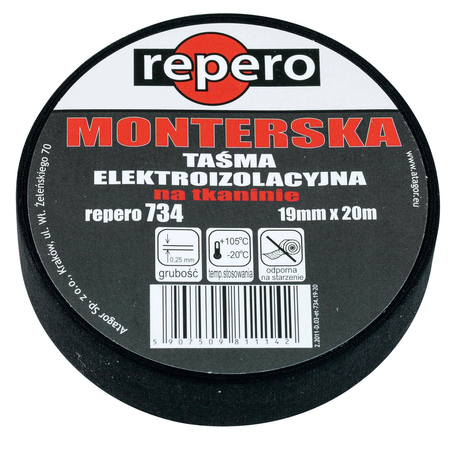 Taśma monterska Repero 734 19mm/25m parciana
