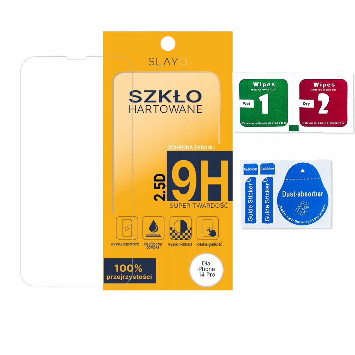 Szkło Hartowane Iphone 14 Pro 9H Harvyn Zestaw