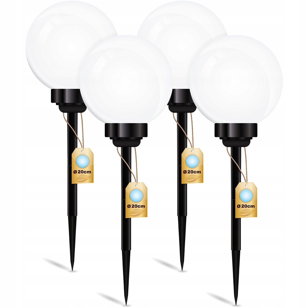 4x Lampa Solarna Ogrodowa LED KULA 20cm Wbijana