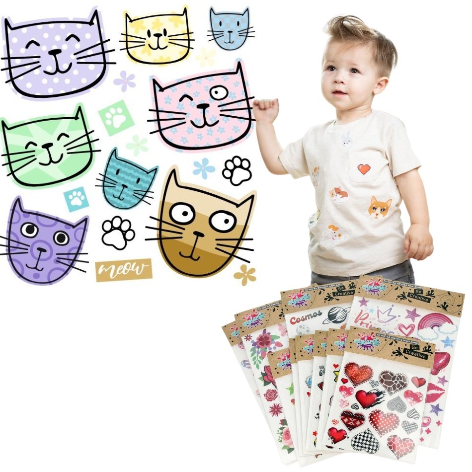 Zabawne naprasowanki dla dzieci na ubrania meow Naplamki
