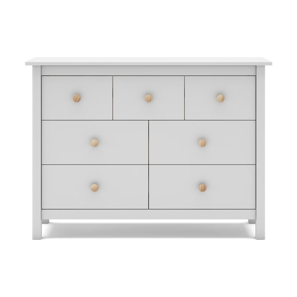 Biała niska komoda dziecięca z litego drewna sosnowego 110x80 cm Max – Marckeric