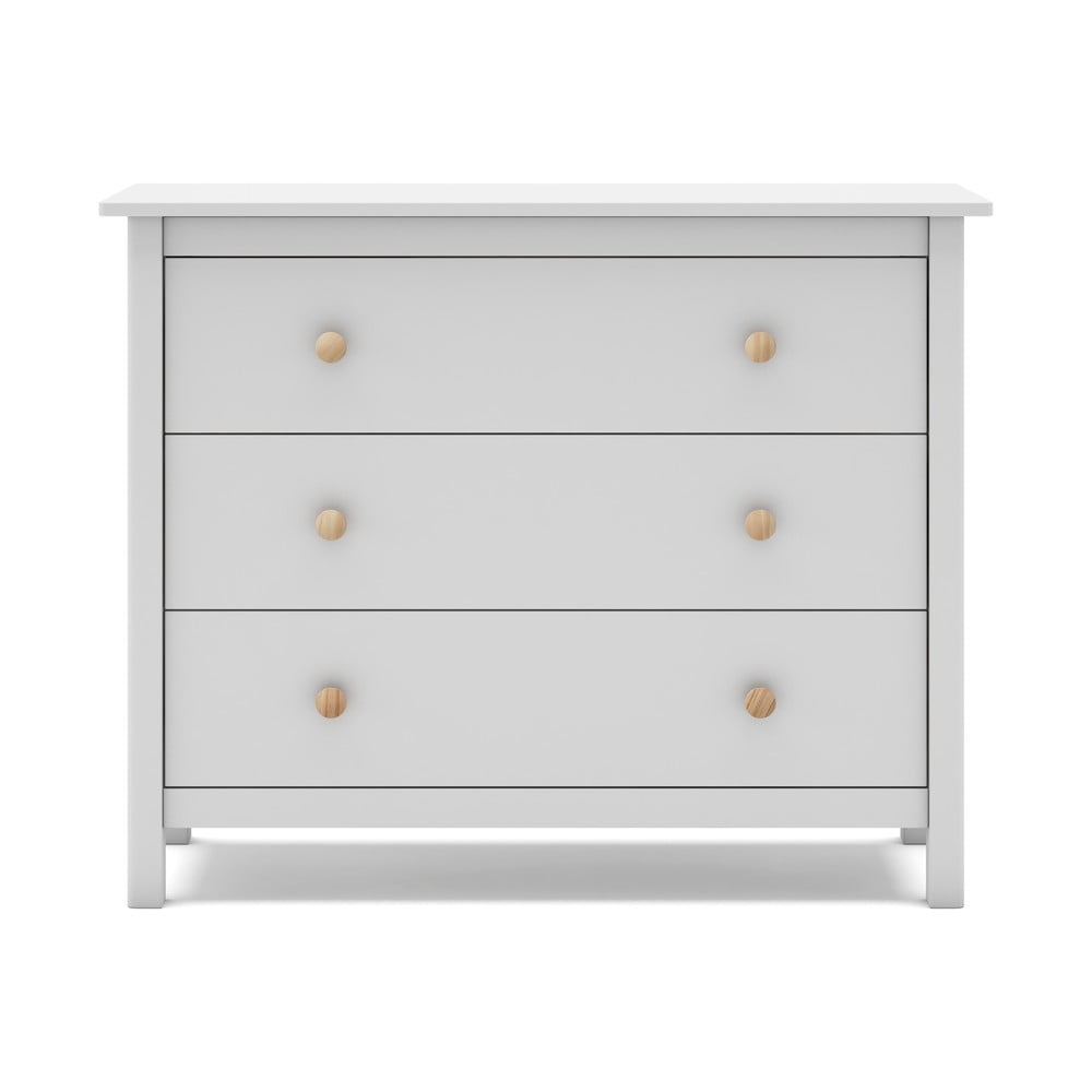 Biała niska komoda dziecięca z drewna sosnowego 100x80 cm Max – Marckeric