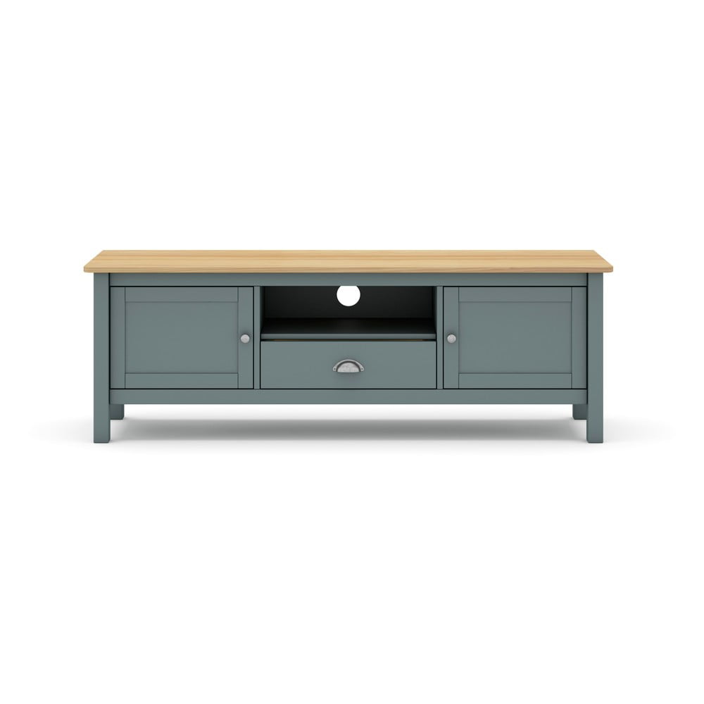 Zielona/naturalna szafka pod TV z litego drewna sosnowego 158x53 cm Misti – Marckeric