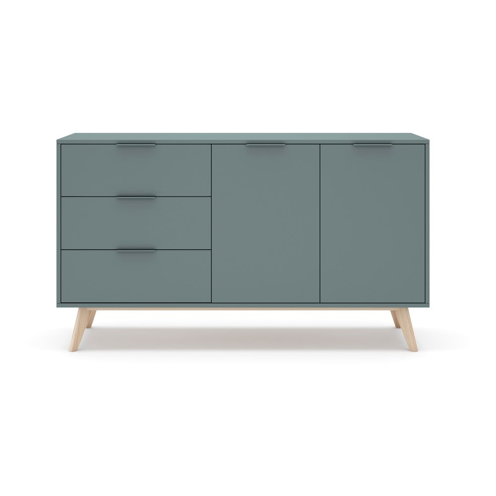Zielonoszara niska komoda 140x81 cm Pisco – Marckeric