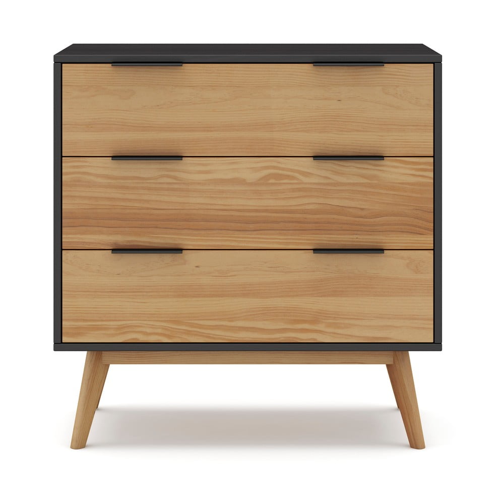 Czarna/naturalna wysoka komoda z litego drewna sosnowego 80x83 cm Lavis – Marckeric