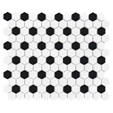 Mozaika ceramiczna Hexagon b&w mix 26x30 cm