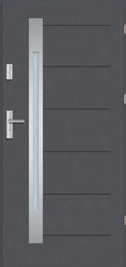Drzwi zewnętrzne Torino Inox 56, 80 prawe, antracyt