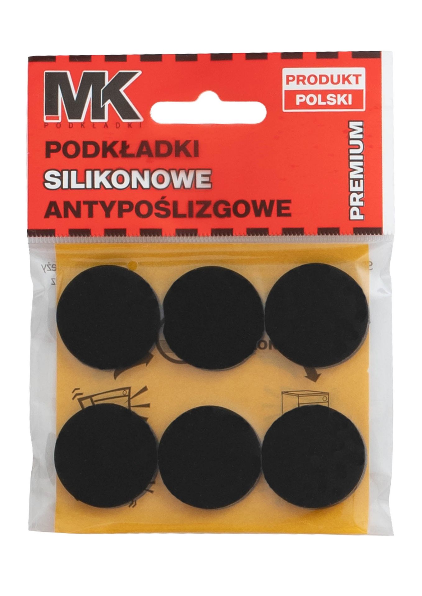 Zdjęcia - Pozostałe meble Podkładki antypoślizgowe silikonowe 28 mm czarne 6 szt.