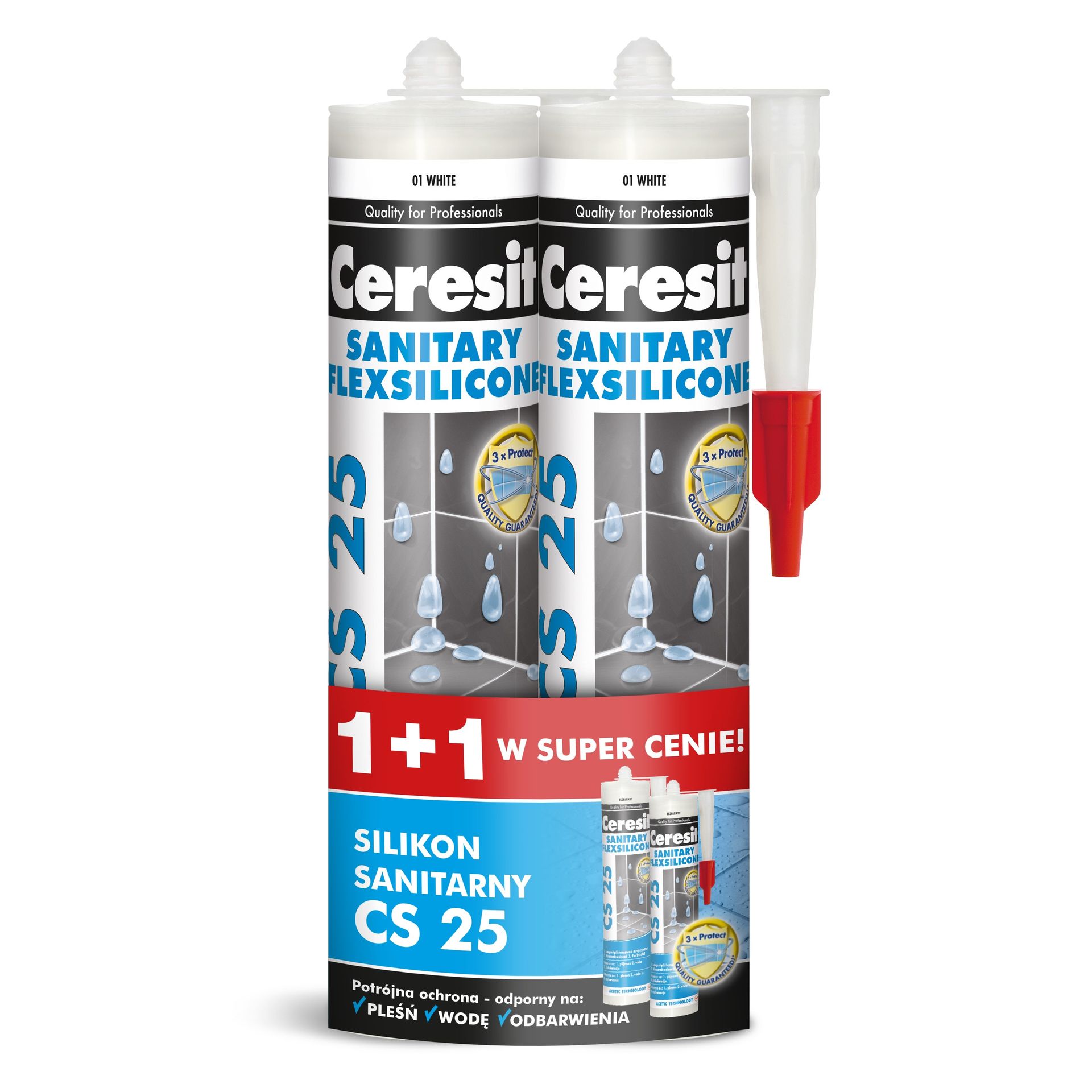 Silikon sanitarny CS25 bezbarwny 1+1 0.56l