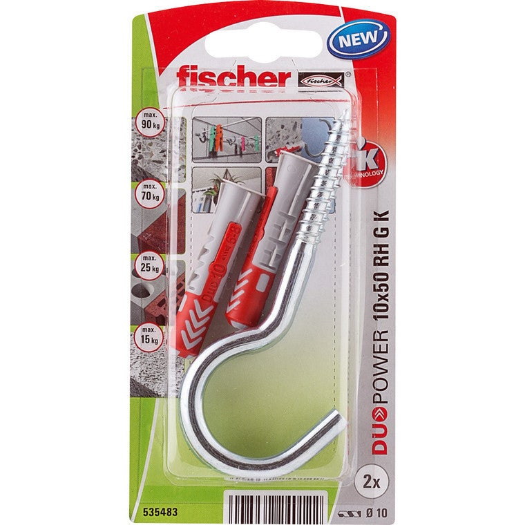 Kołek rozporowy z hakiem okrągłym Duopower 10x50 mm (2 szt.)
