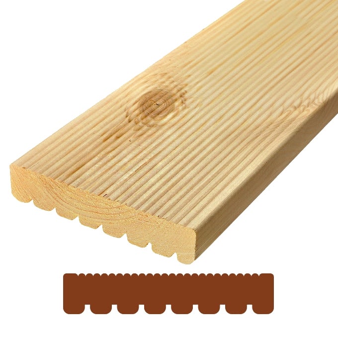 Deska tarasowa sosna, wym. 2450x122x25 mm, ryflowana, klasa A/B
