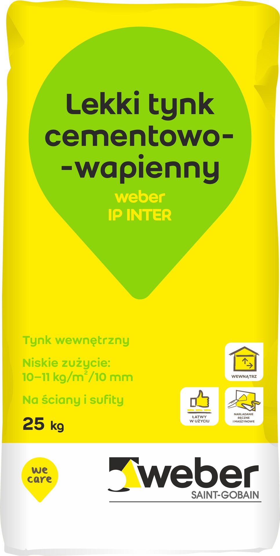 Tynk cementowo-wapienny Weber Inter IP 25 kg, maszynowy lekki