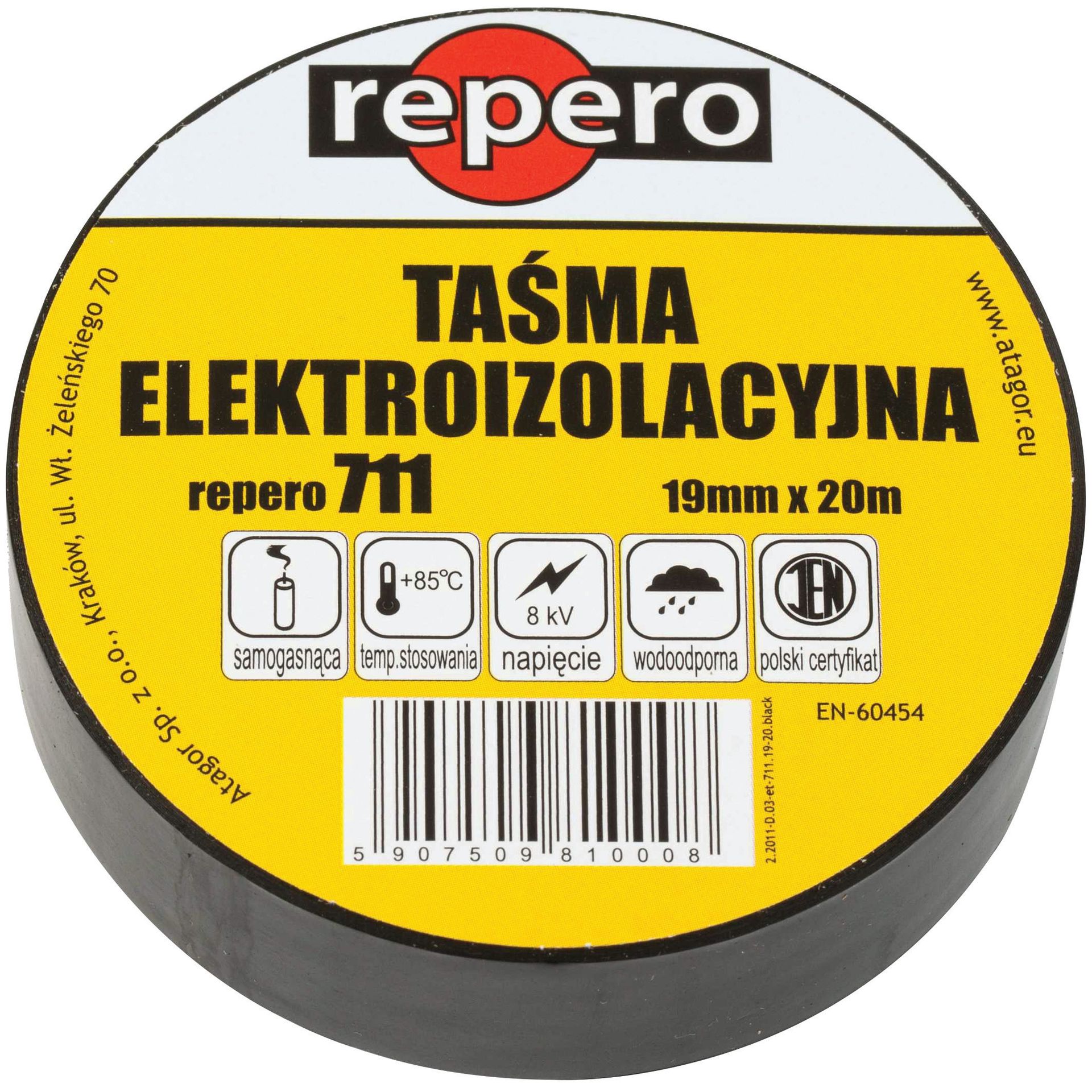 Taśma elektroizolacyjna Repero 711 19mm/20m czarna