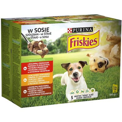 Friskies ADULT Wołowina Kurczak Jagnięcina Sos (12x100g)