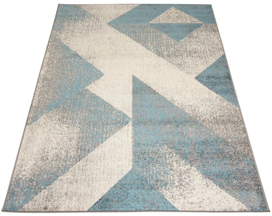 Turkusowo-szary przecierany dywan młodzieżowy S0-E70