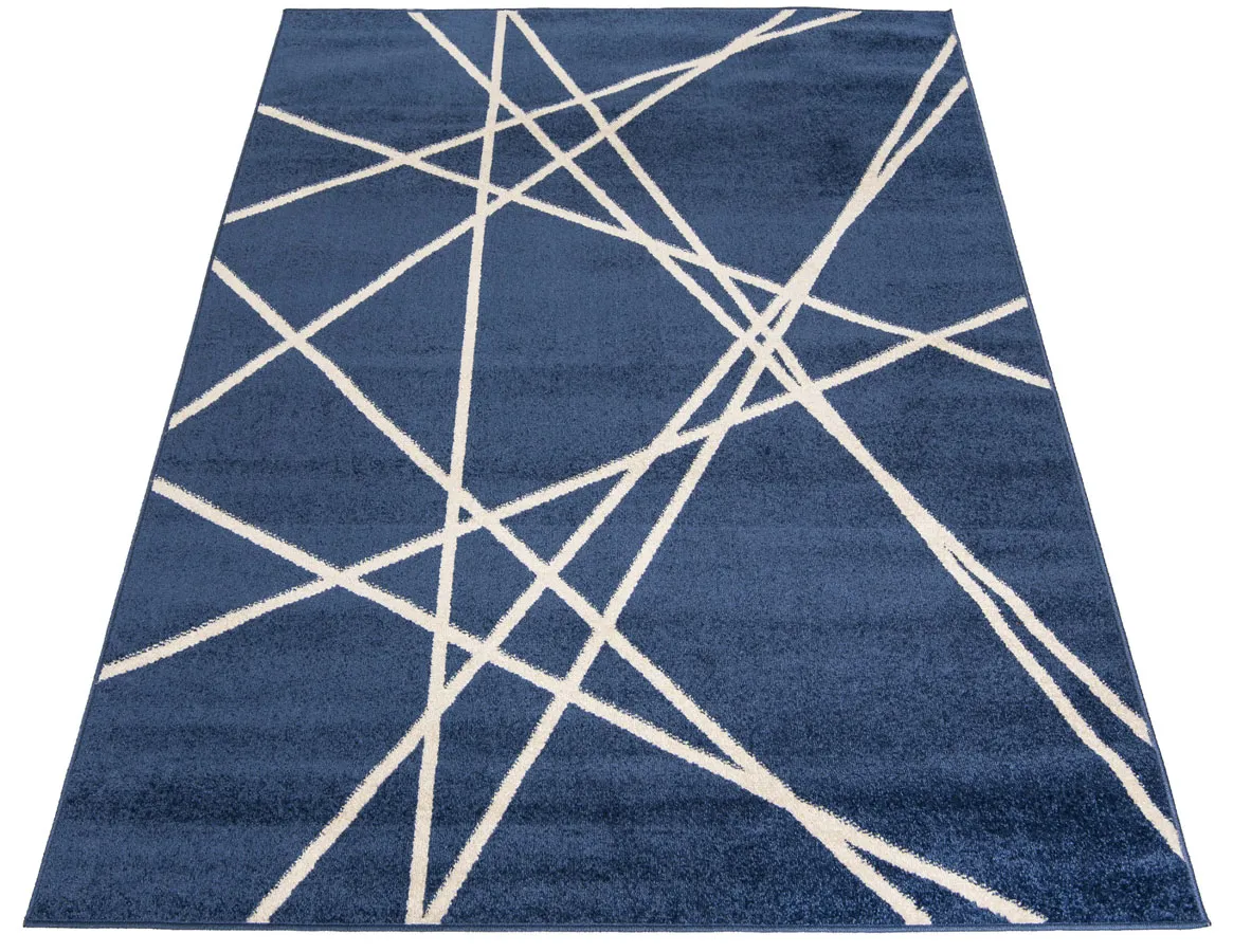 Ciemnoniebieski prostokątny dywan w linie B5-M74