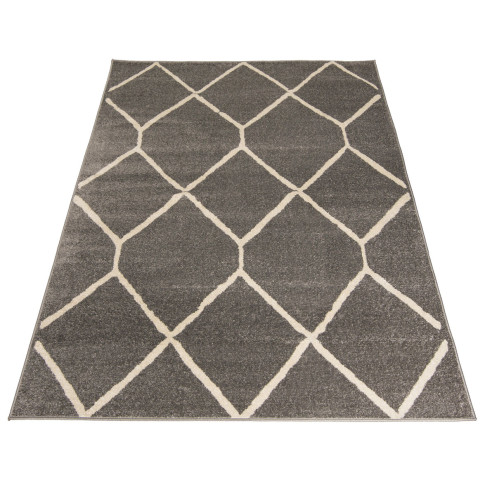 Ciemnoszary dywan w kratkę do salonu N0-H50