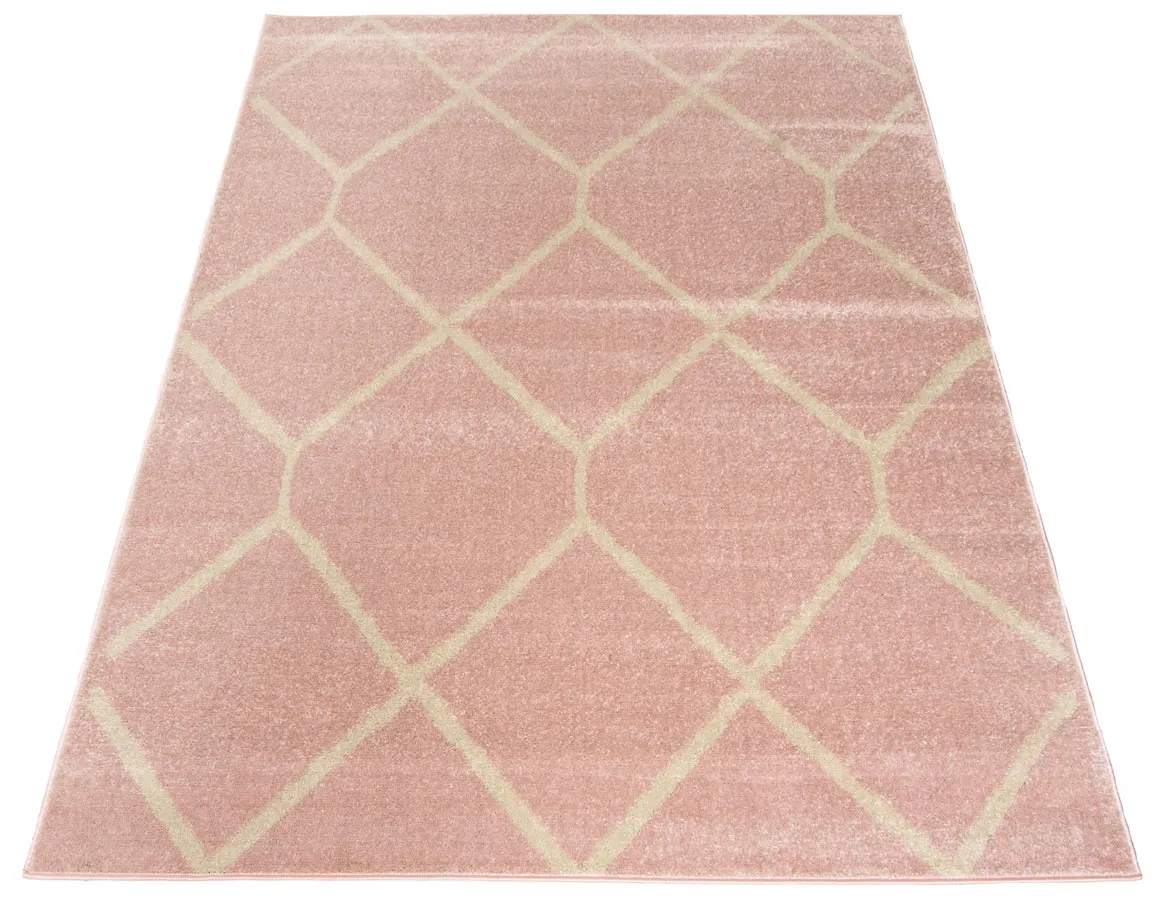 Różowy dywan skandynawski do sypialni T0-P37