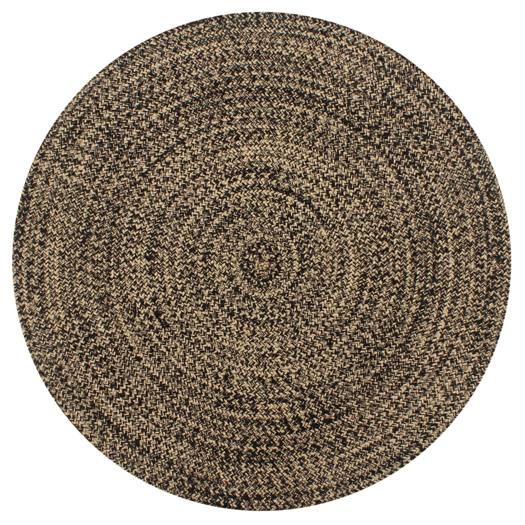 vidaXL Ręcznie wykonany dywanik, juta, czarny i naturalny, 90 cm 133725