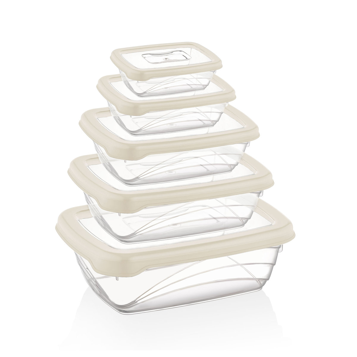 Herzberg 5-częściowy zestaw ekologicznych pudełek oszczędnościowych, kość słoniowa