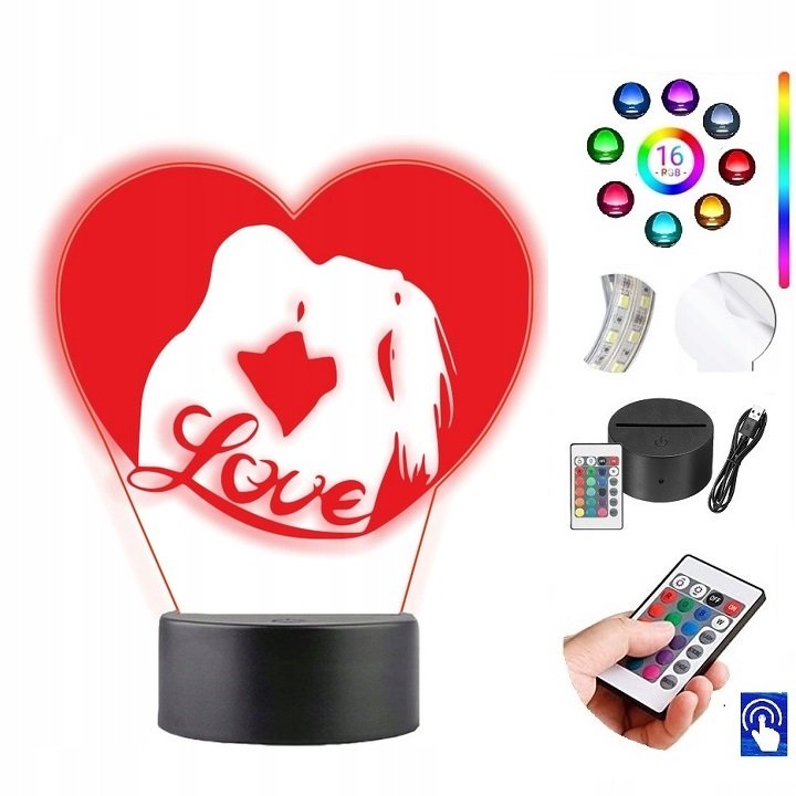 Lampka Na Biurko Serce Z Rąk Walentynki 16Kolorów Led Plexido