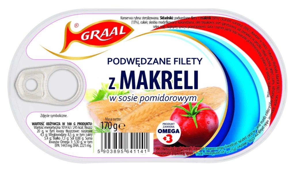 .Graal Podwędzane filety z makreli w sosie pomidorowym 170g