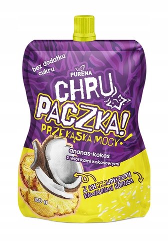 .PURENA Przekąska Mocy Ananas- Kokos z Wiórkami Kokosowymi 180g