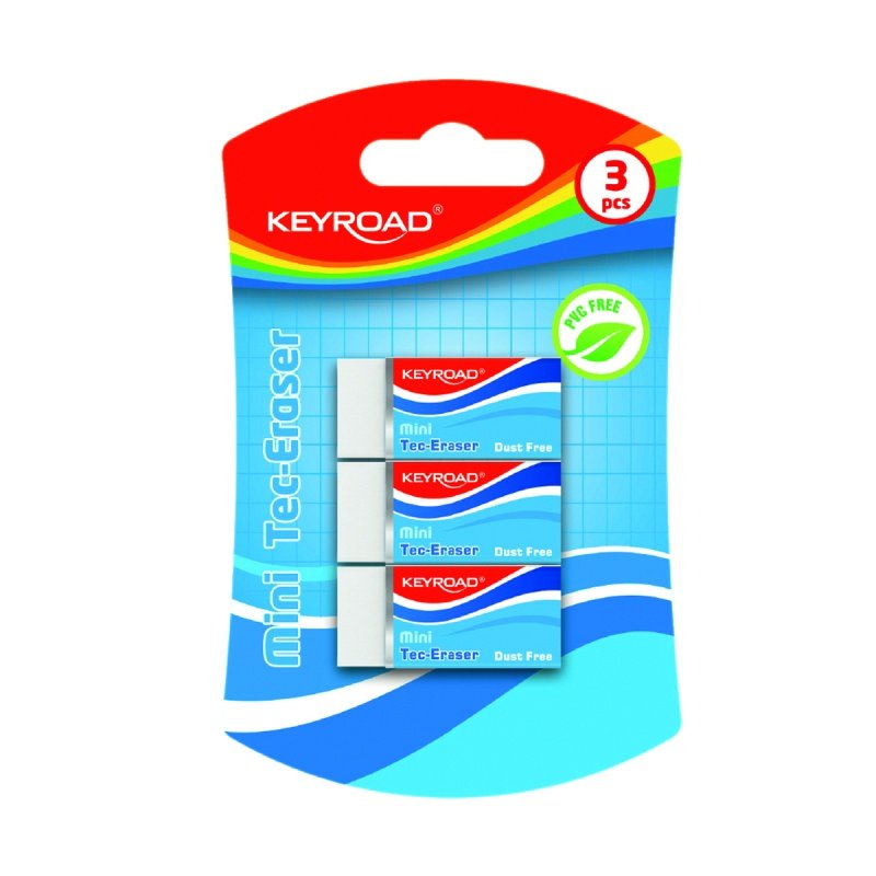 Keyroad, Gumka do ścierania mini techniczna blister, Biały, 3 szt.