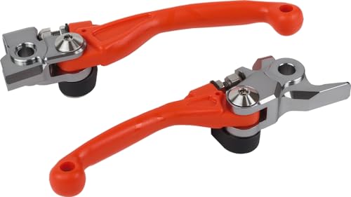 POLISPORT 8487200039 - Zestaw nietłukących się dźwigni składanych obrabianych z aluminium z adapterem kompatybilnym z motocyklami KTM w kolorze pomarańczowym