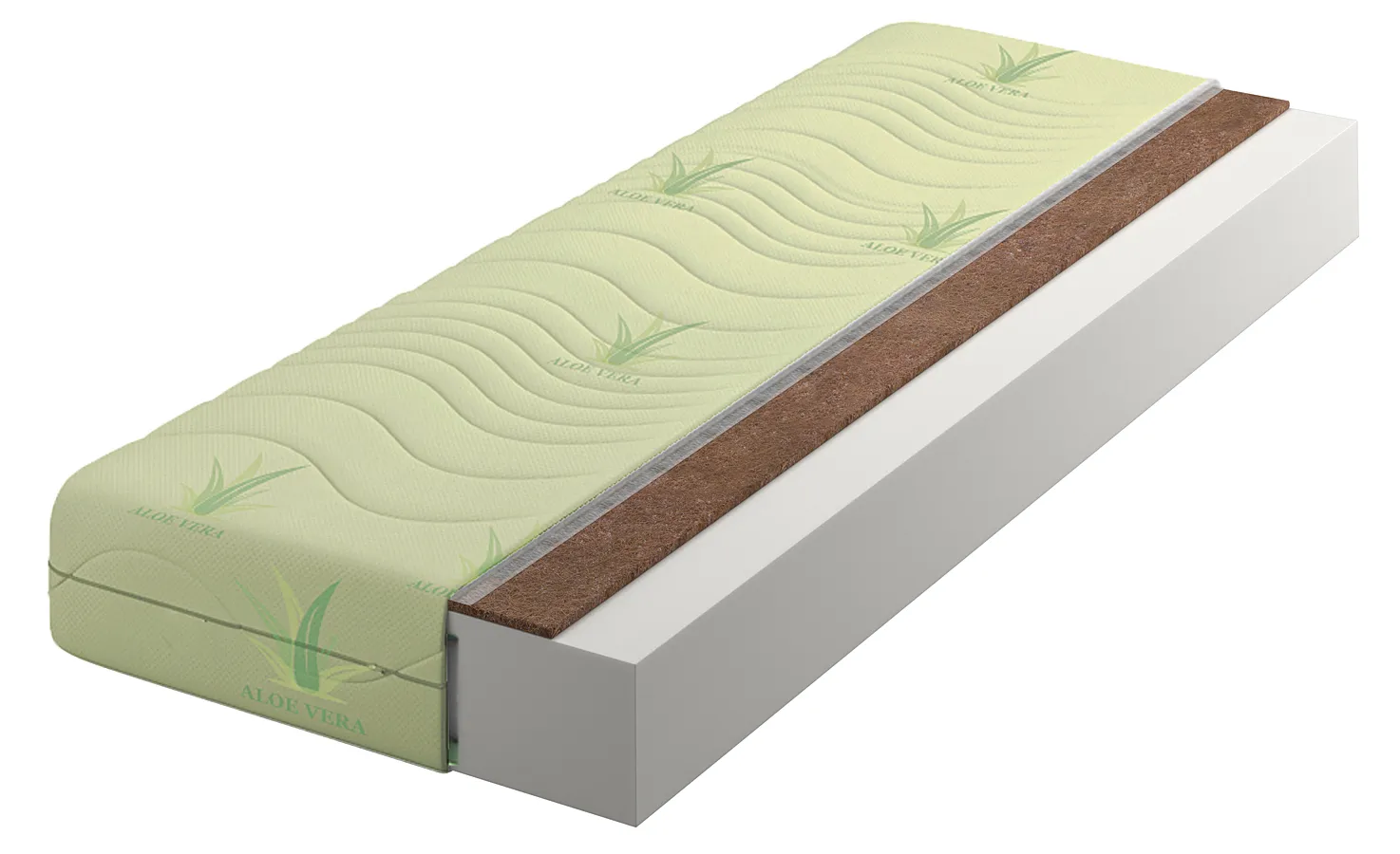 Materac piankowo-kokosowy z pokrowcem aloe vera 160x200 M2-T74