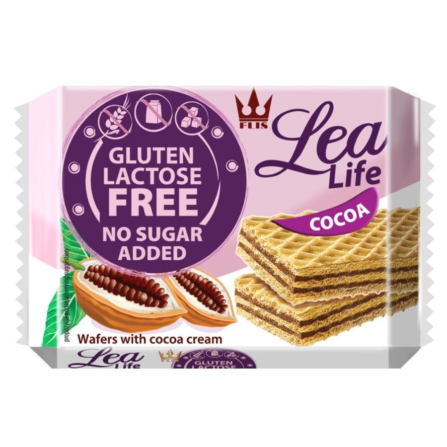 Ciastka WAFLE FLIS bez laktozy, glutenu i dodatku cukru HAPPY LEA 95g kakaowe 1szt. /03-519/ SP1415