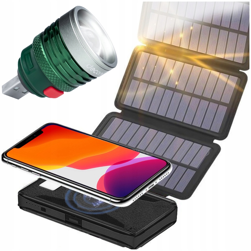 Powerbank Ładowarka Solarny 16000mAh Latarka 2xUSB