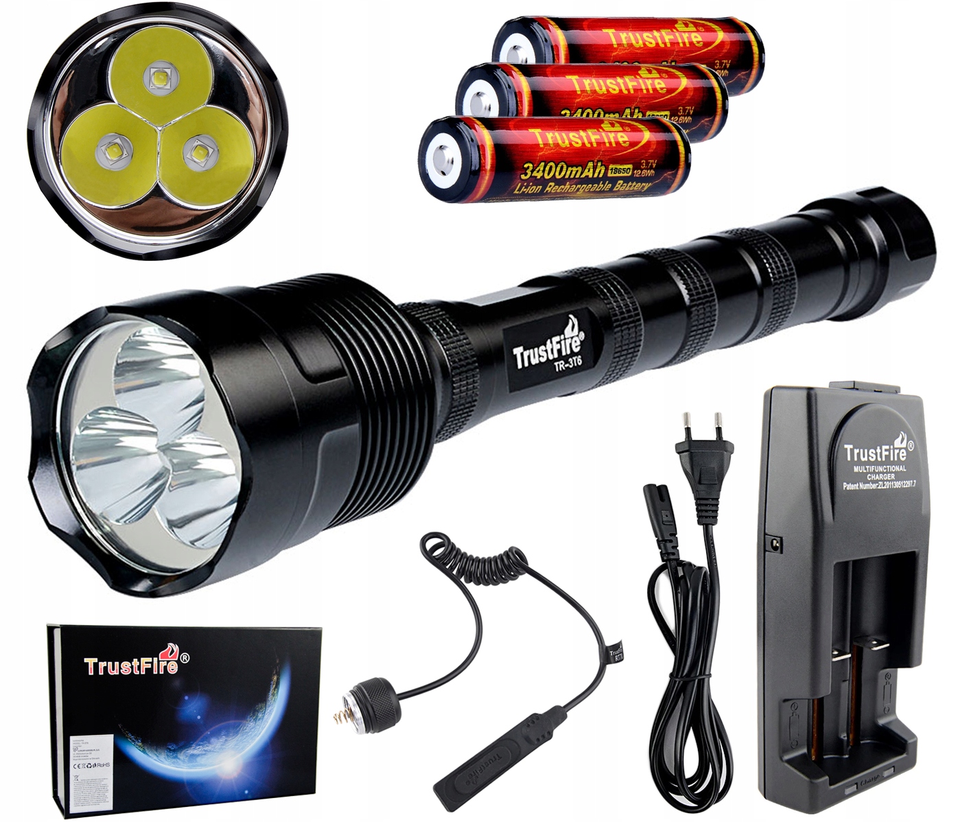 Latarka Trustfire 3x XML-L2 Led 3800LM zestaw XXL