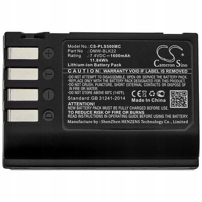 Cameron Sino Panasonic Lumix DC-S5 DMW-BLK22 1600mAh 11.84Wh Li-Ion 7.4V Cameron Sino) CS-PLS500MC