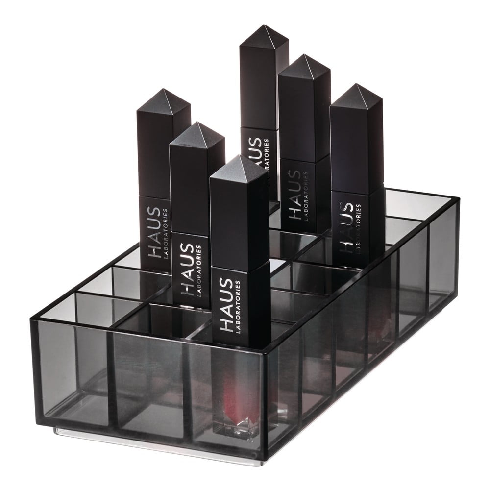 Organizer łazienkowy na kosmetyki z plastiku z recyklingu w kolorze matowej czerni Lip Station – iDesign