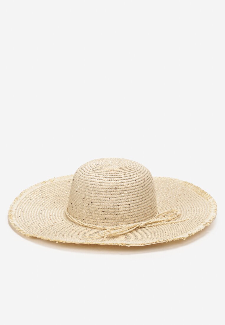 Jasnobeżowy Kapelusz Z Szerokim Rondem Cekinami i Kokardką Anne-Laure