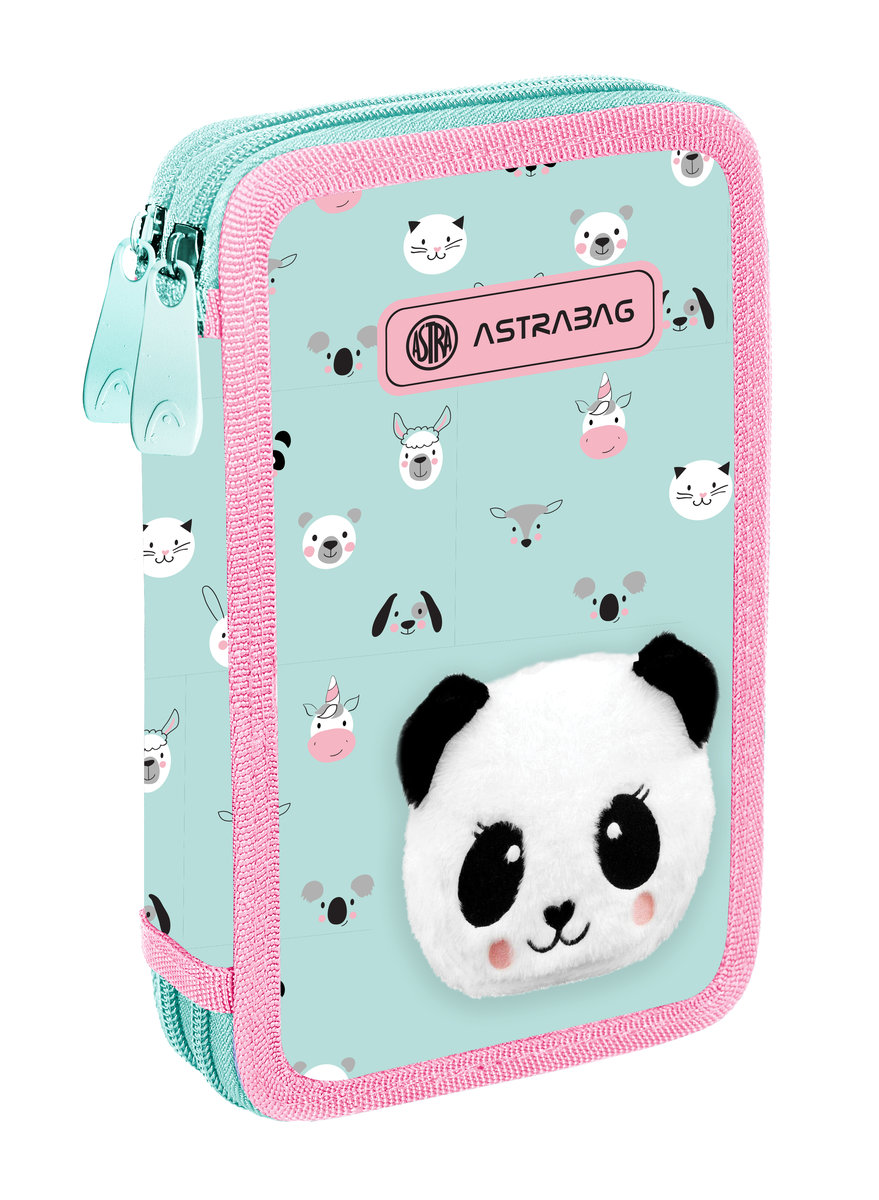 Piórnik podwójny z wyposażeniem ASTRABAG TEDDY PANDA, AC21