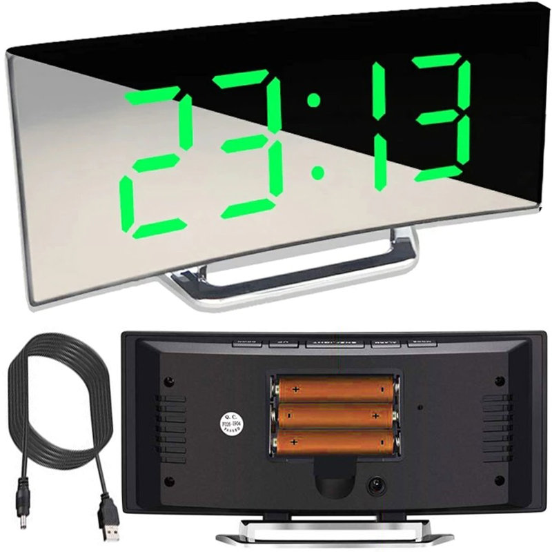 Zegar Elektroniczny Led Budzik Lustro Stojący
