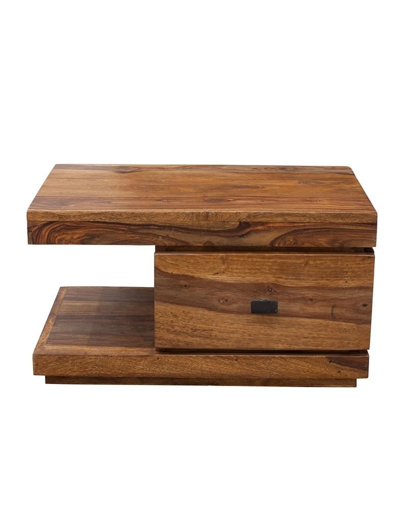 Stolik drewniany nocny Spring PU Brown Palisander