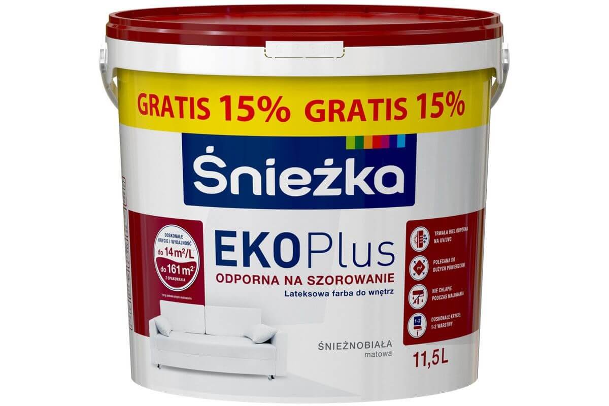 Śnieżka Eko Plus Farba Biała 15% Gratis!