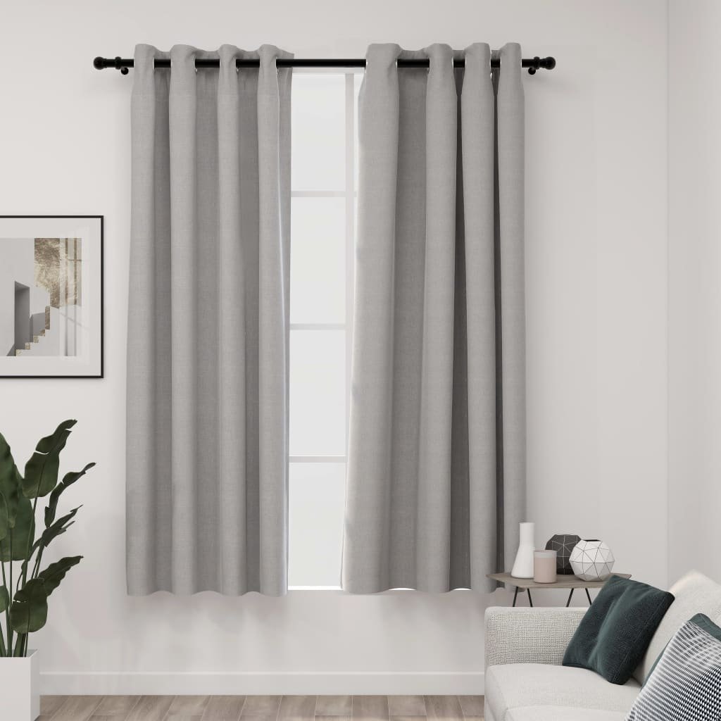 vidaXL Zasłony stylizowane na lniane, 2 szt., szare, 140x175 cm