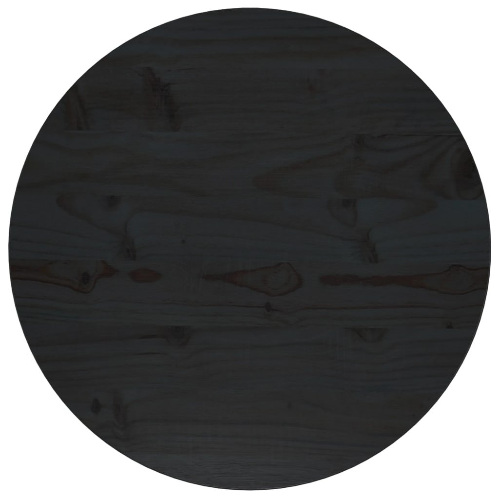 vidaXL Blat stołu, czarny, Ø50x2,5 cm, lite drewno sosnowe