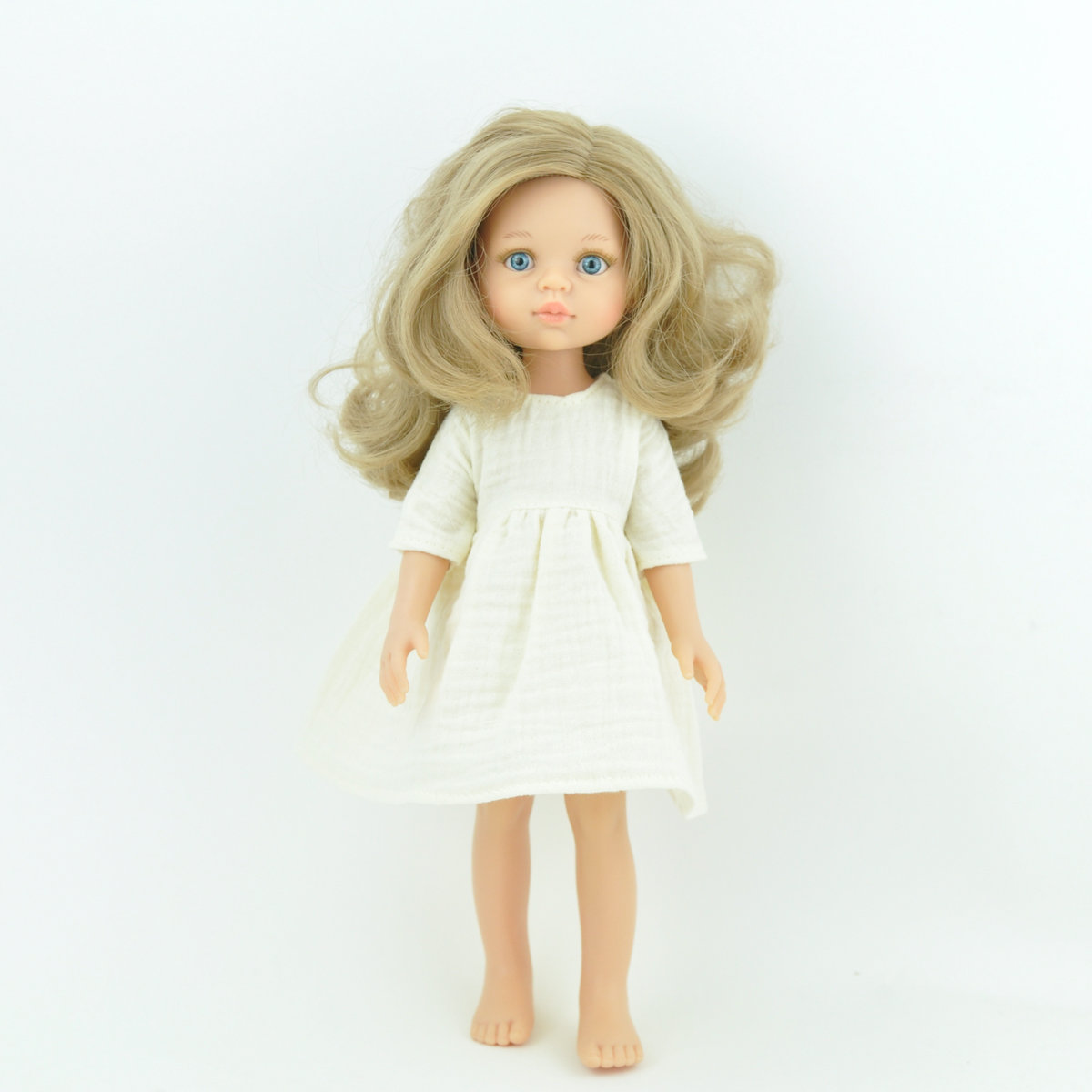 Sukienka muślinowa dla lalki Paola Reina Amigas 32cm, waniliowa