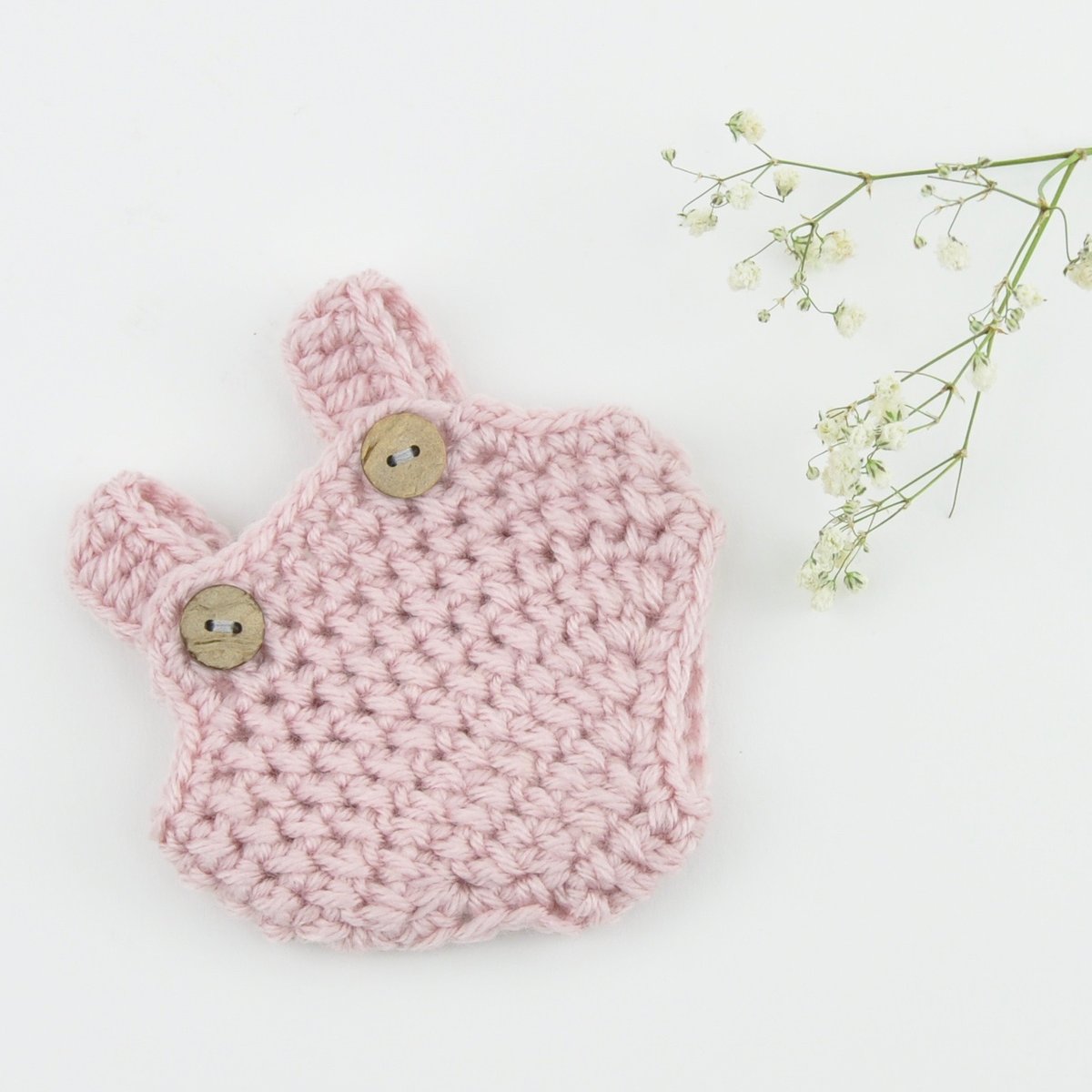 Kombinezon z włóczki dla lalki Miniland 21cm, różowy